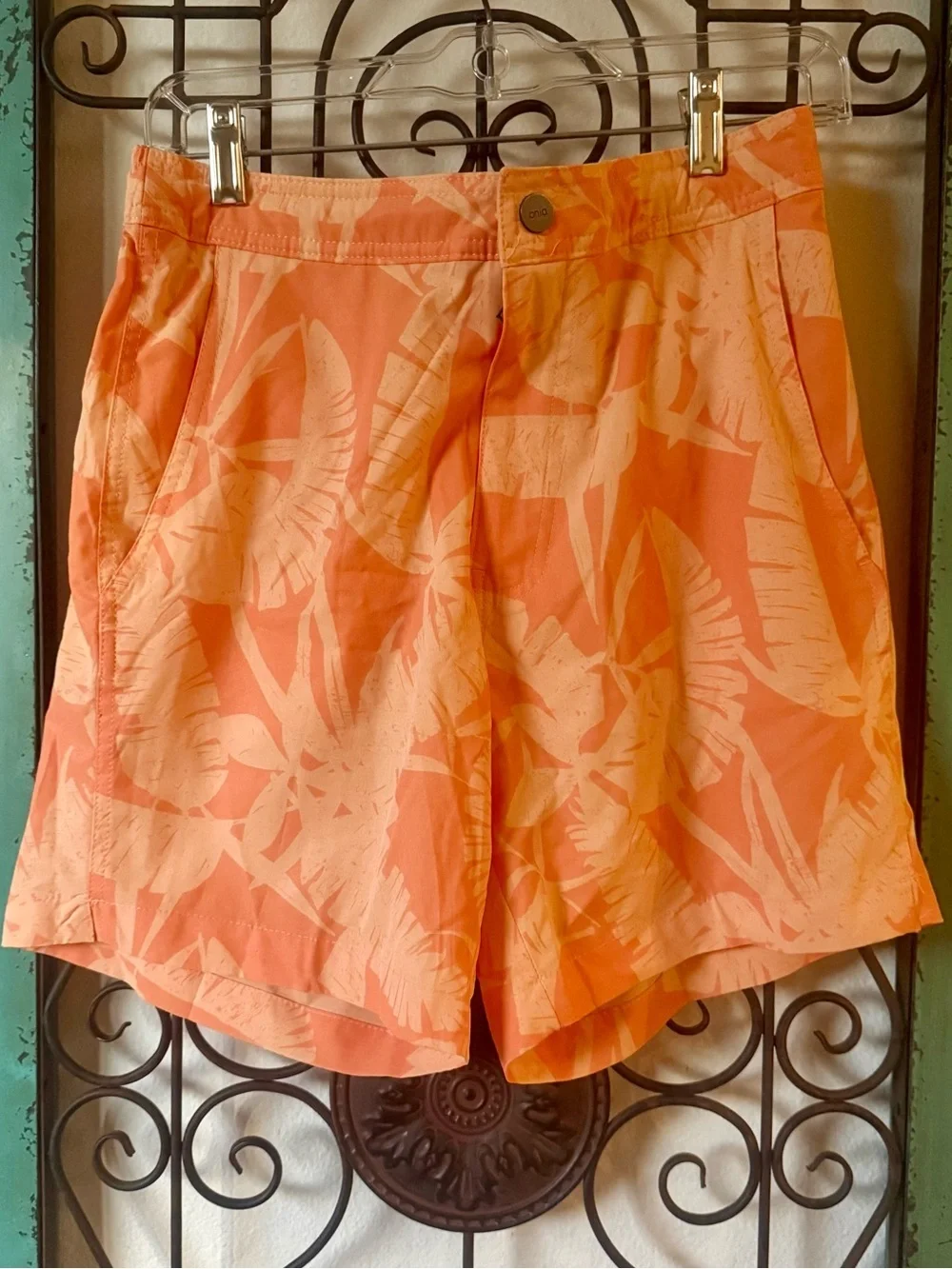 Onia Matching Resort Set | Coral Tropical Camp Shirt & Swim Trunks | Size Smalll